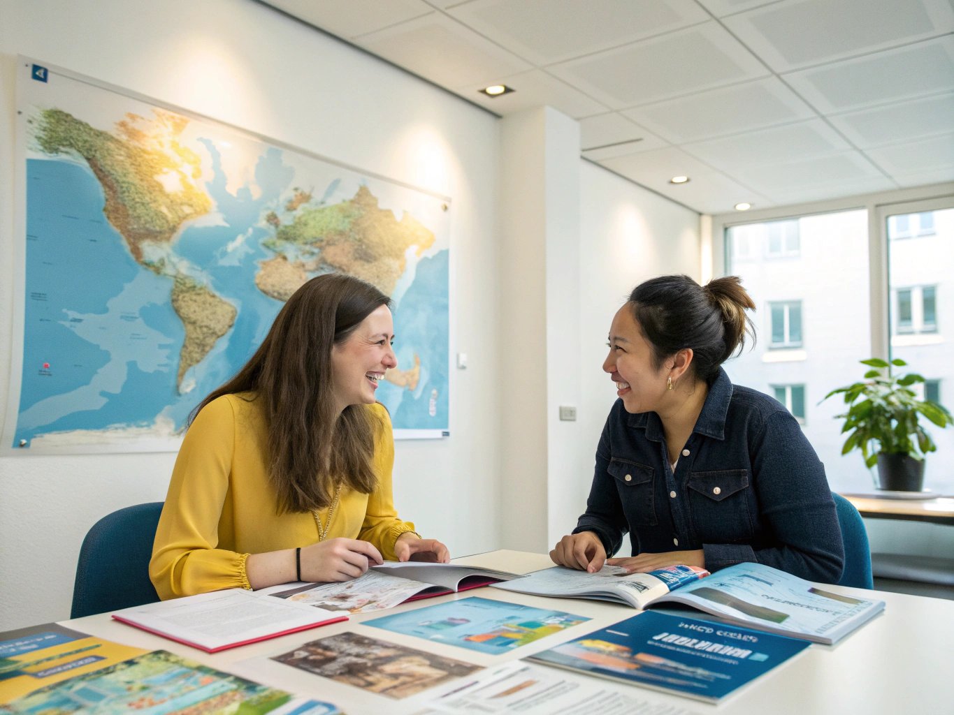 International students collaborating on university campus