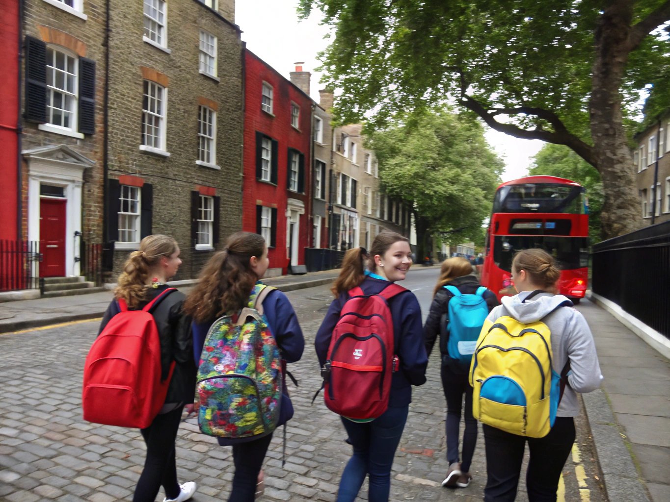 International students walking through a historic Dublin university campus