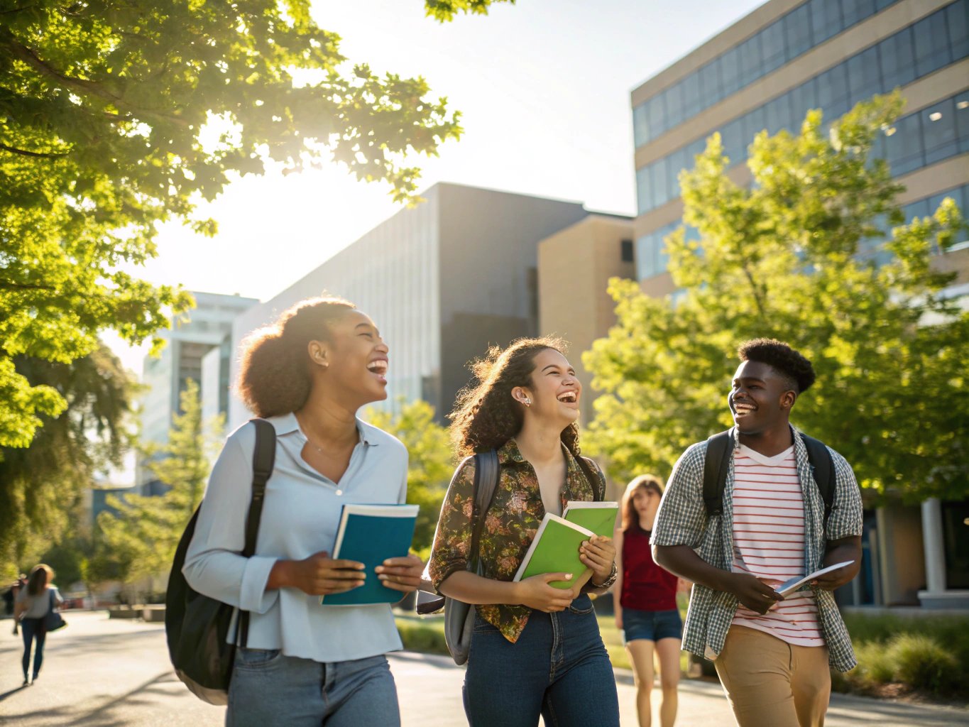International students walking across historic Irish university campus